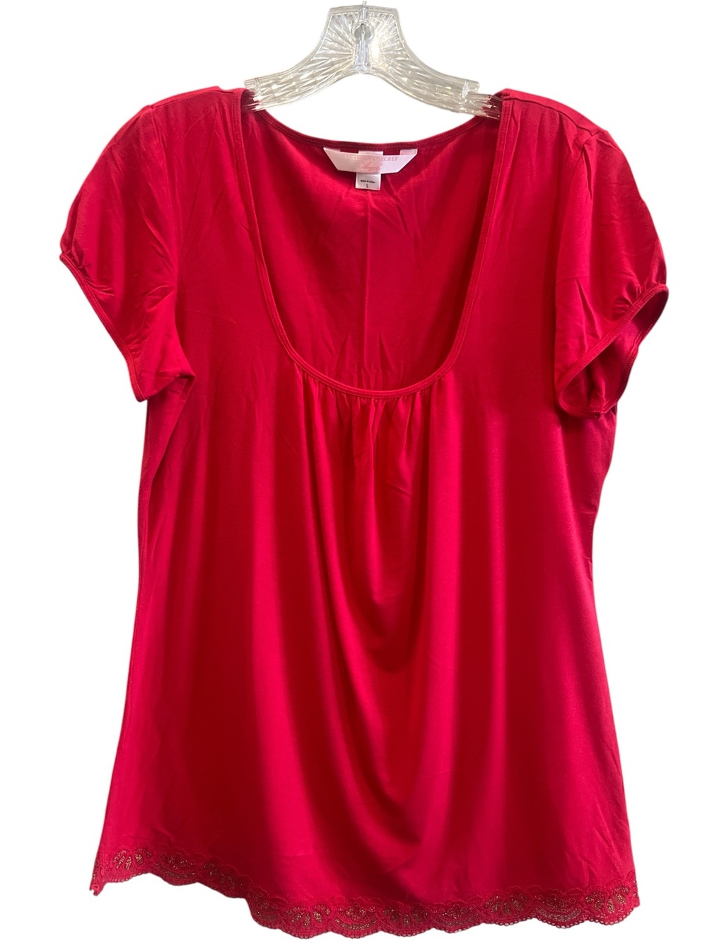 Victoria's Secret Red Scoop Neck Short Sleeve Pajama Top
